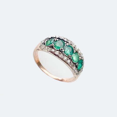 Georgian 5 stone Emerald 18ct Gold ring