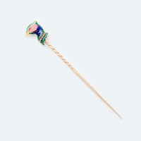 Edwardian Enamel, 18ct Gold, Diamond Pheasant Tie Pin