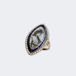 Georgian Navette Enamel, Pearl & Gold Mourning Ring