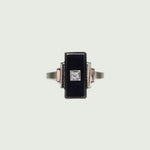 Art Deco, Onyx, Diamond & Platinum Ring c.1920s