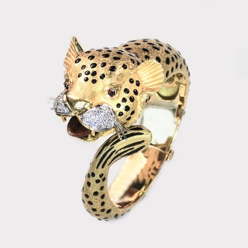 Ruby, Diamond, 18ct Gold Jaguar Bracelet c.1970s