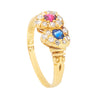 A Ruby Sapphire Double Heart Gold Ring