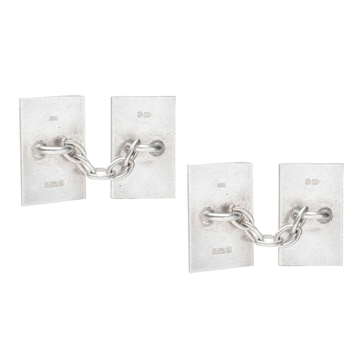 Pair of Silver Black Enamel Cufflinks