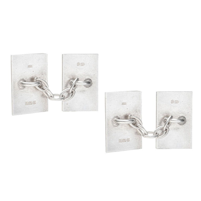 Pair of Silver Black Enamel Cufflinks