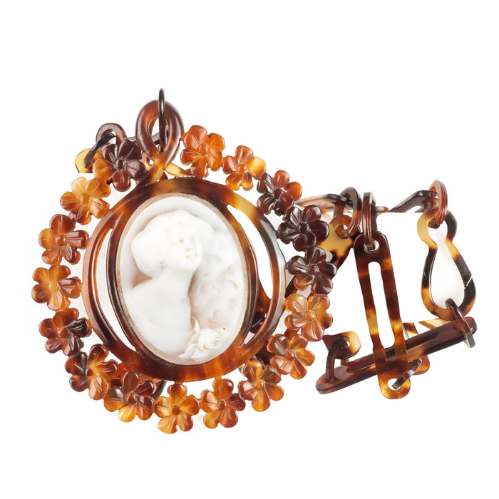 Tortoiseshell Cameo Medallion Necklace