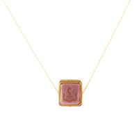Double-sided agate and carnelian swivel pendant in rich 15ct yellow gold