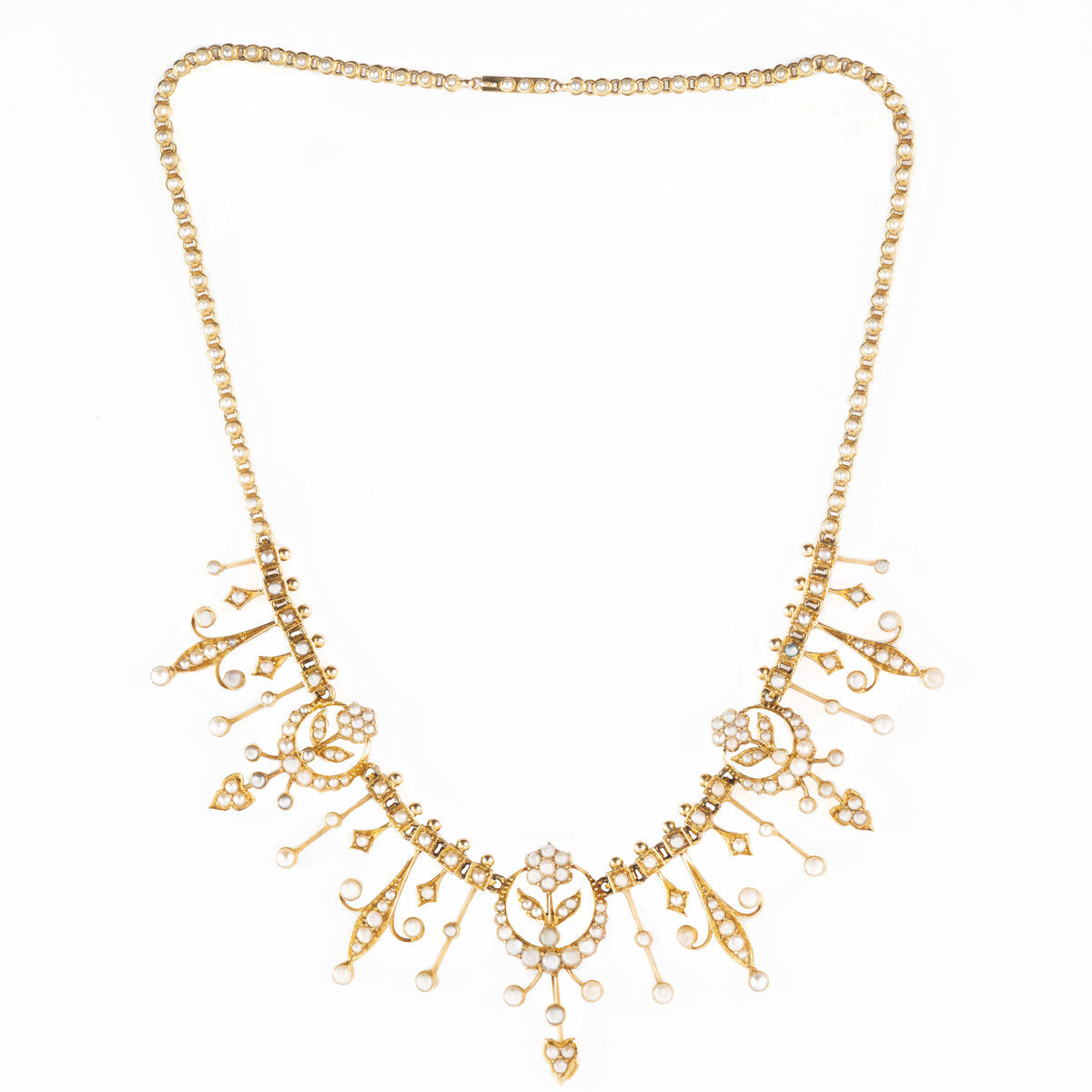 Edwardian Gold Pearl Necklace