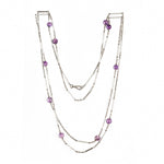 A Silver White Enamel Amethyst Necklace