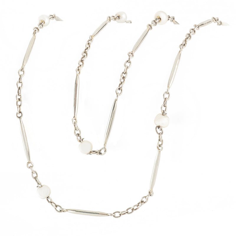 French Platinum Gold Pearl Chain