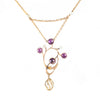A Gold, Amethyst and Pearl Drop Necklace