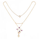 A Gold, Amethyst and Pearl Drop Necklace