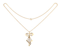 A Diamond and Gold Bow Necklace