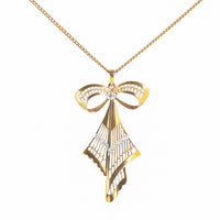 A Diamond and Gold Bow Necklace