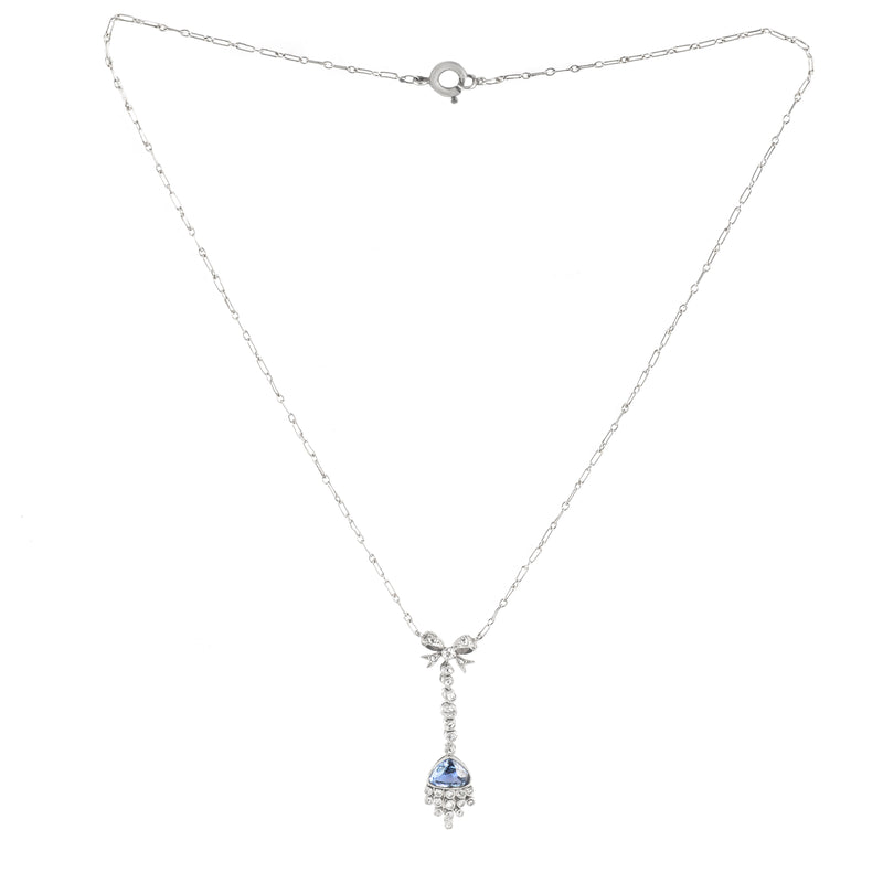 A Sapphire Diamond Platinum Necklace