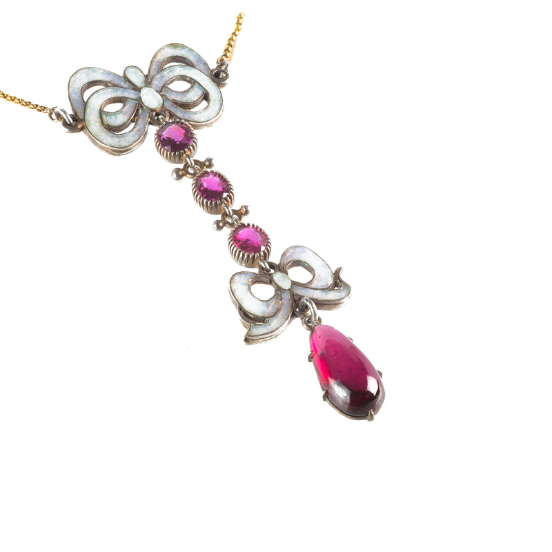 A Garnet and Enamel Pendant Necklace