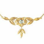 A French Aquamarine Gold Leaf Necklace