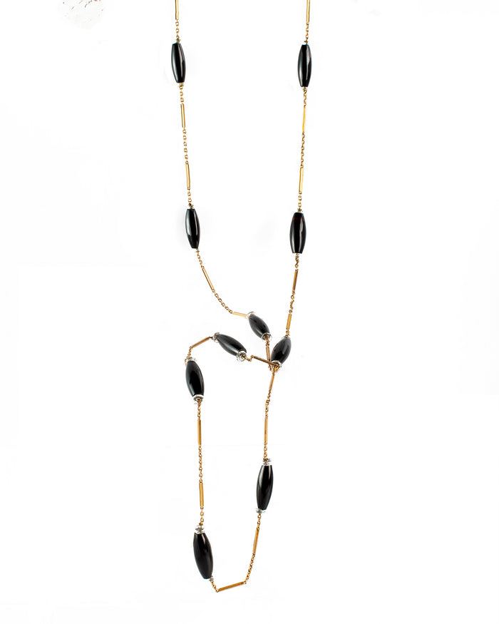 Onyx Rock Crystal Gold Necklace