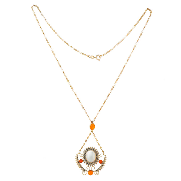 Moonstone Fire Opal Silver Necklace