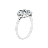 Aquamarine Diamond checkerboard ring