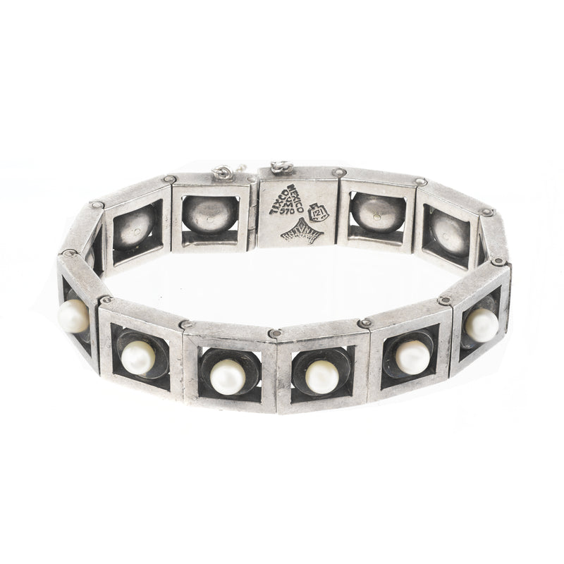 A Mexican Silver Pearl Bracelet by Antonio Pineda