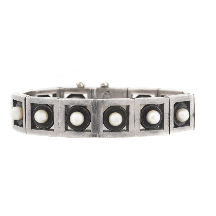 Mexican Silver Pearl Bracelet by Antonio Pineda