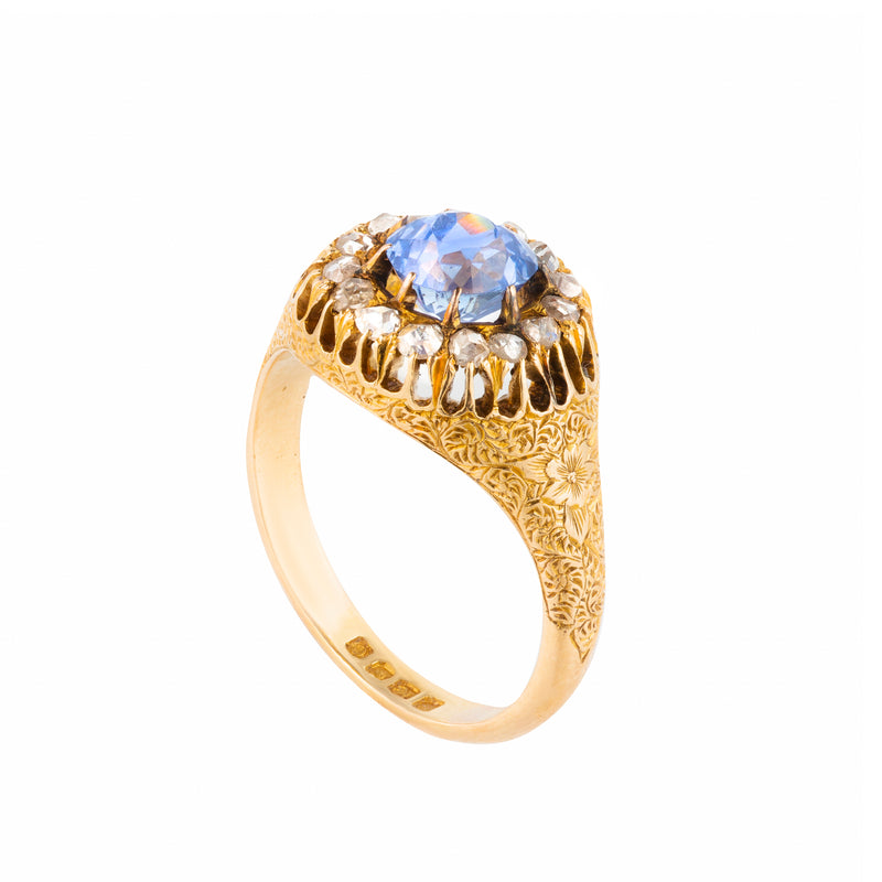 An Antique Sapphire Diamond Ring