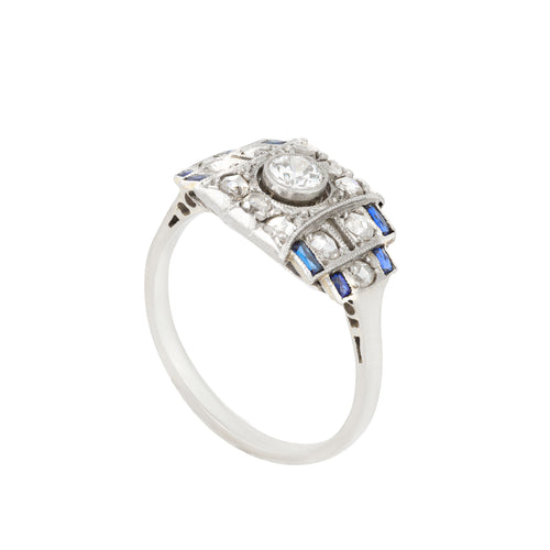 A French Art Deco Sapphire and Diamond Ring