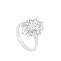 Angled view of this beautiful antique marquise diamond ring with brilliant-cut halo. 