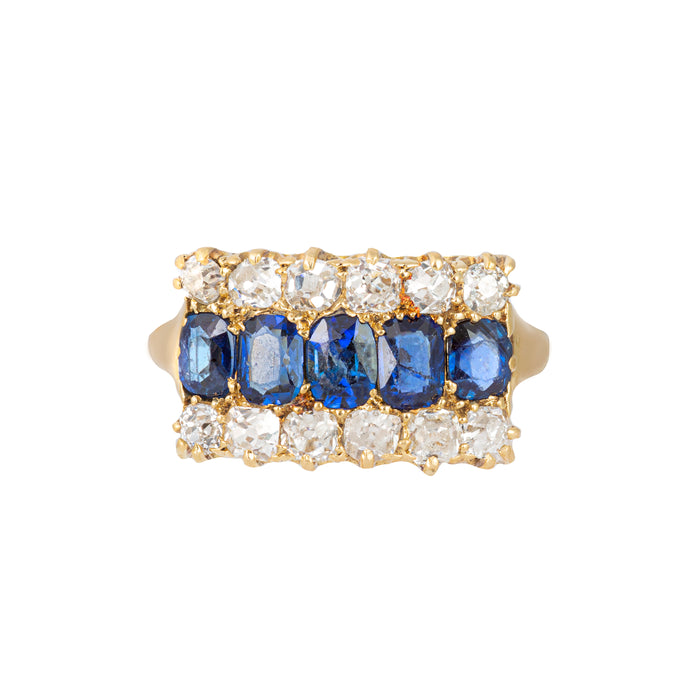 A 1930's Burmese Sapphire & Diamond Ring