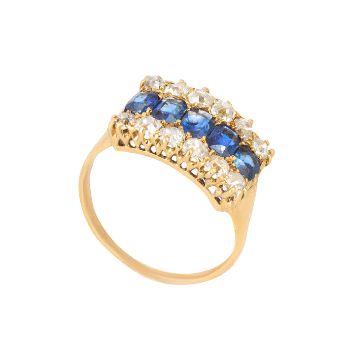 A 1930's Burmese Sapphire & Diamond Ring