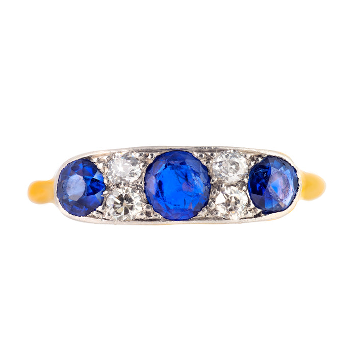 A Diamond and Sapphire Ring