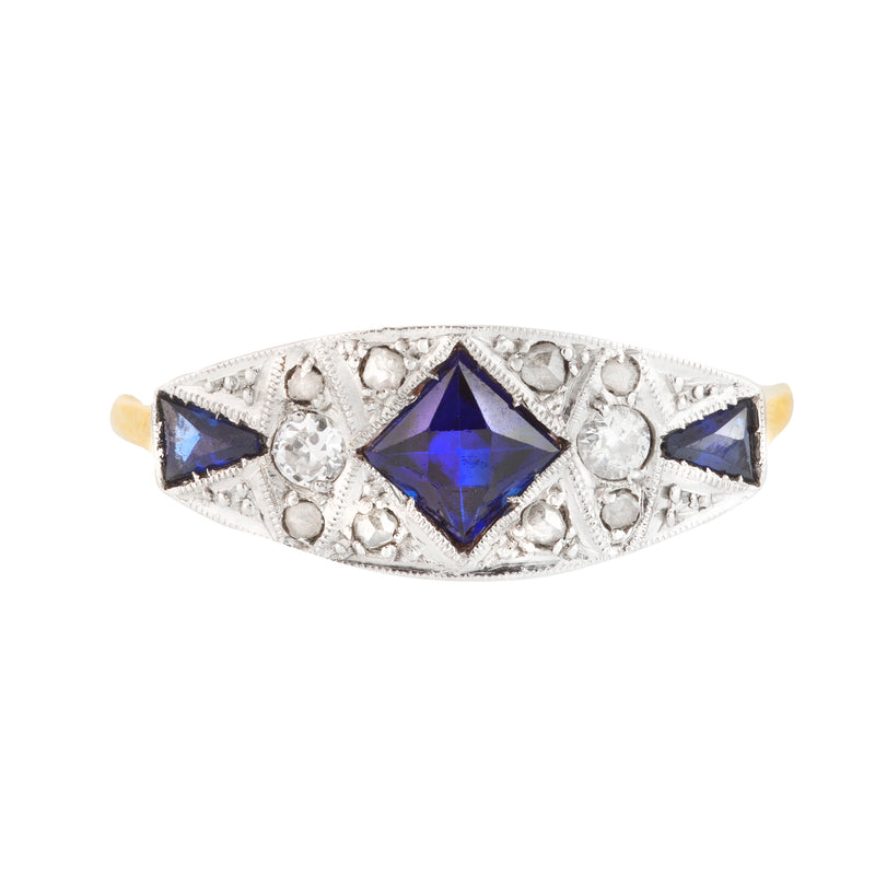 A Diamond and Sapphire Ring