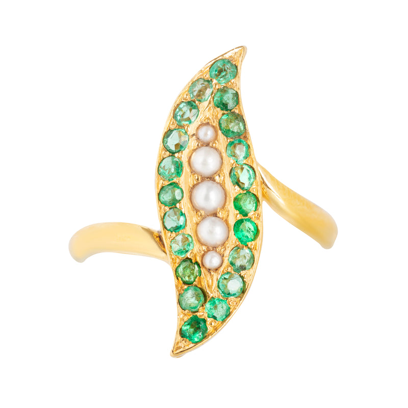 An Emerald Pearl, and Gold ring