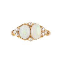 Edwardian Double Opal Diamond Ring