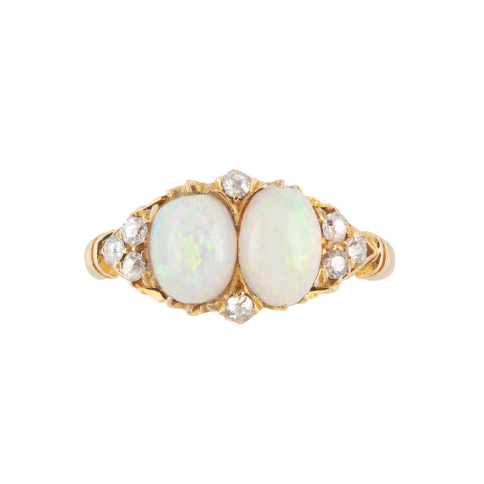 Edwardian Double Opal Diamond Ring