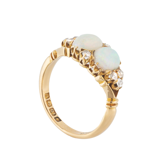 Edwardian Double Opal Diamond Ring