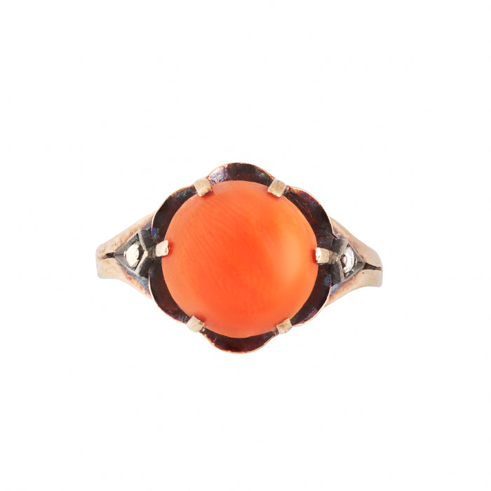 A Coral Diamond Ring