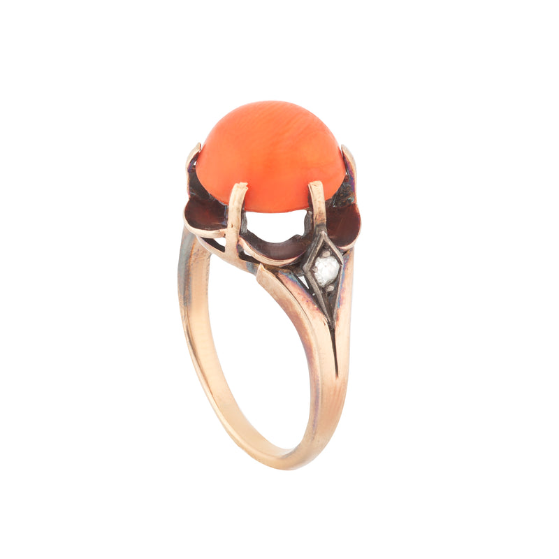 A Coral Diamond Ring