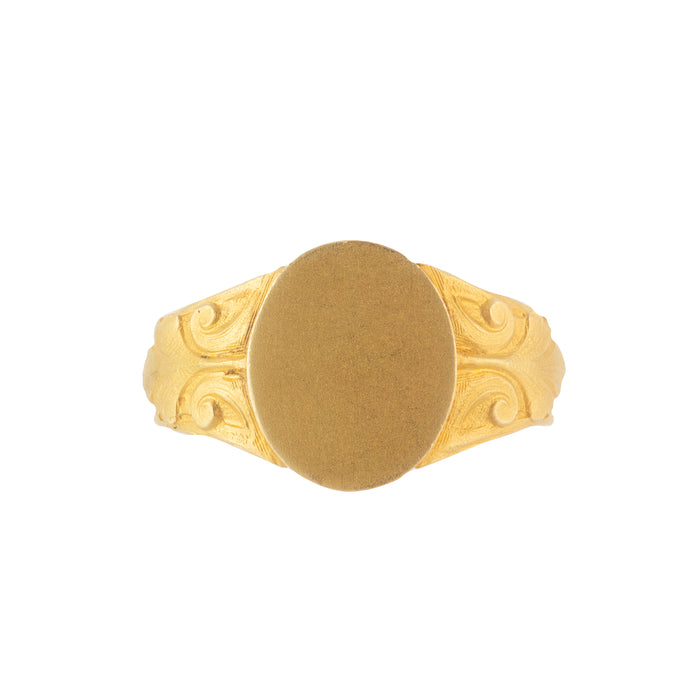 French Gold Engraved Signet Ring