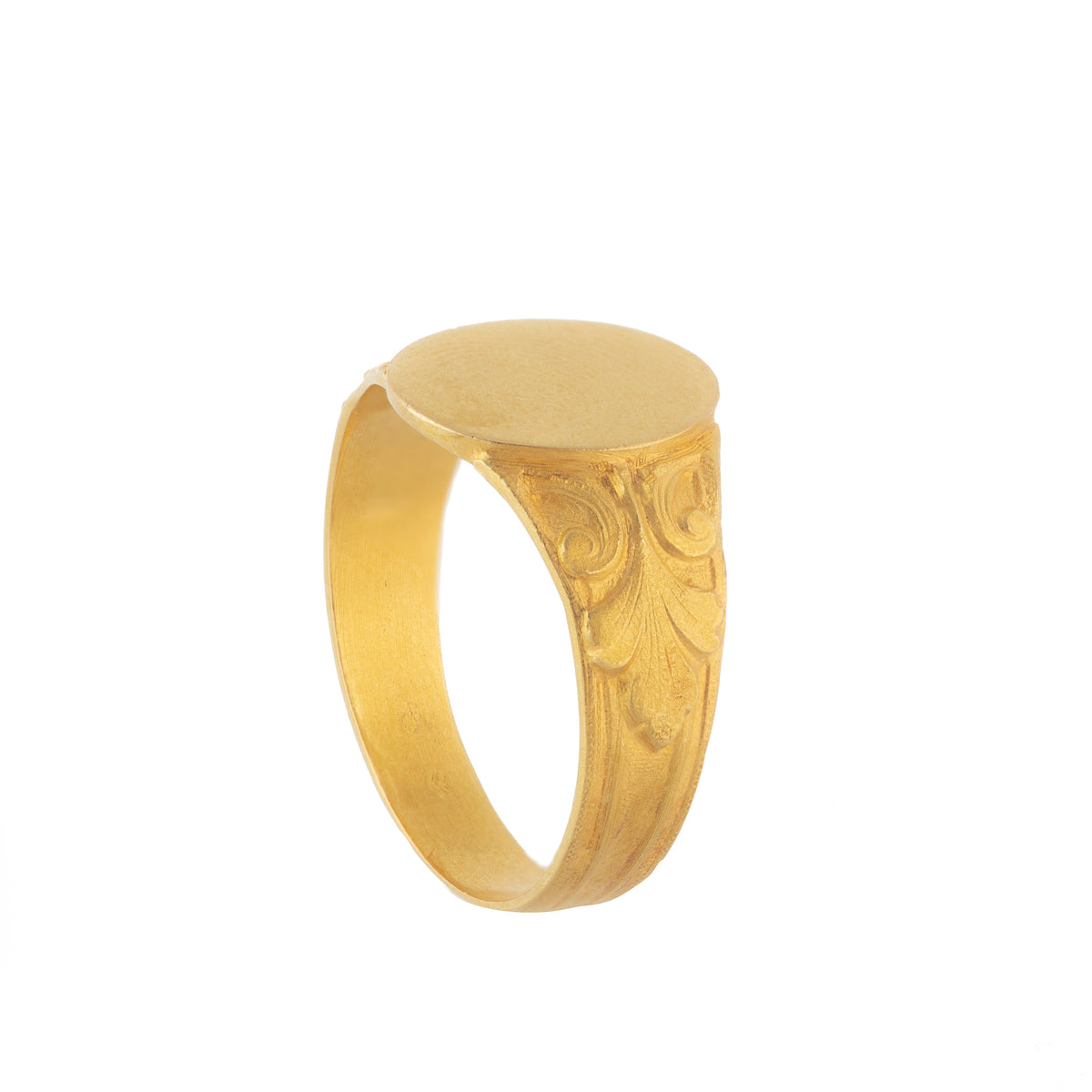 French Gold Engraved Signet Ring