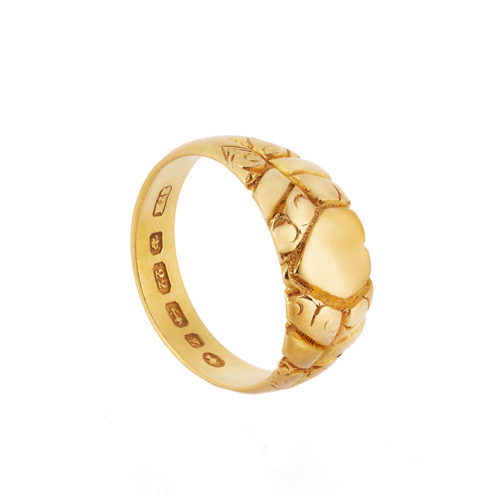 Twenty-Two Carat Gold Heart Ring