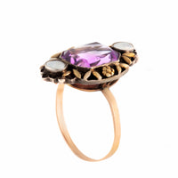 Gold Silver Amethyst Arts & Crafts Ring by Gaskin