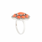 A Silver Marcasite Coral Ring
