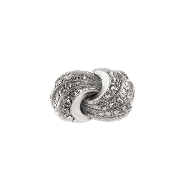 Vintage 1940s silver knot ring with marcasite set in high-grade 935 silver