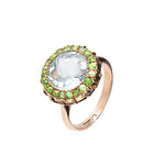 An Aquamarine Demantoid Garnet Ring