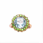 An Aquamarine Demantoid Garnet Ring