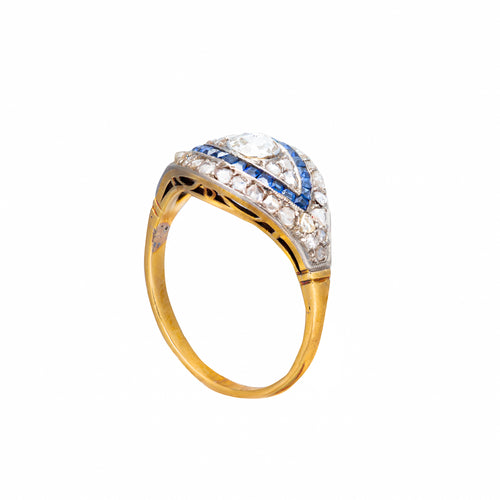 A Diamond Sapphire Evil Eye Gold Ring