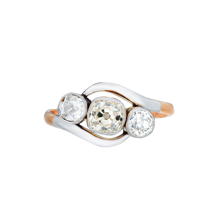 A Deco Three Diamond Ring