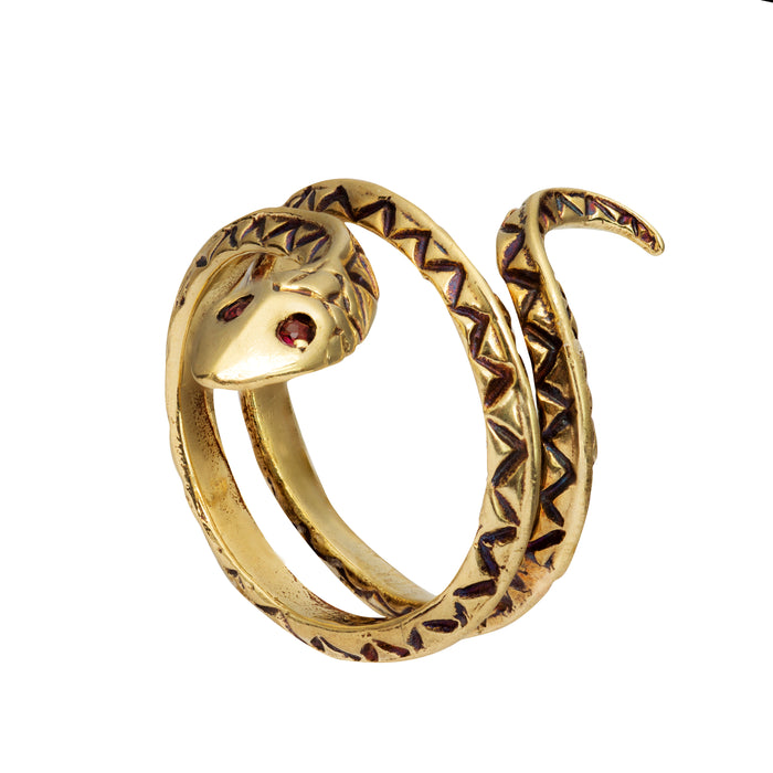 Gold Ruby Snake Ring