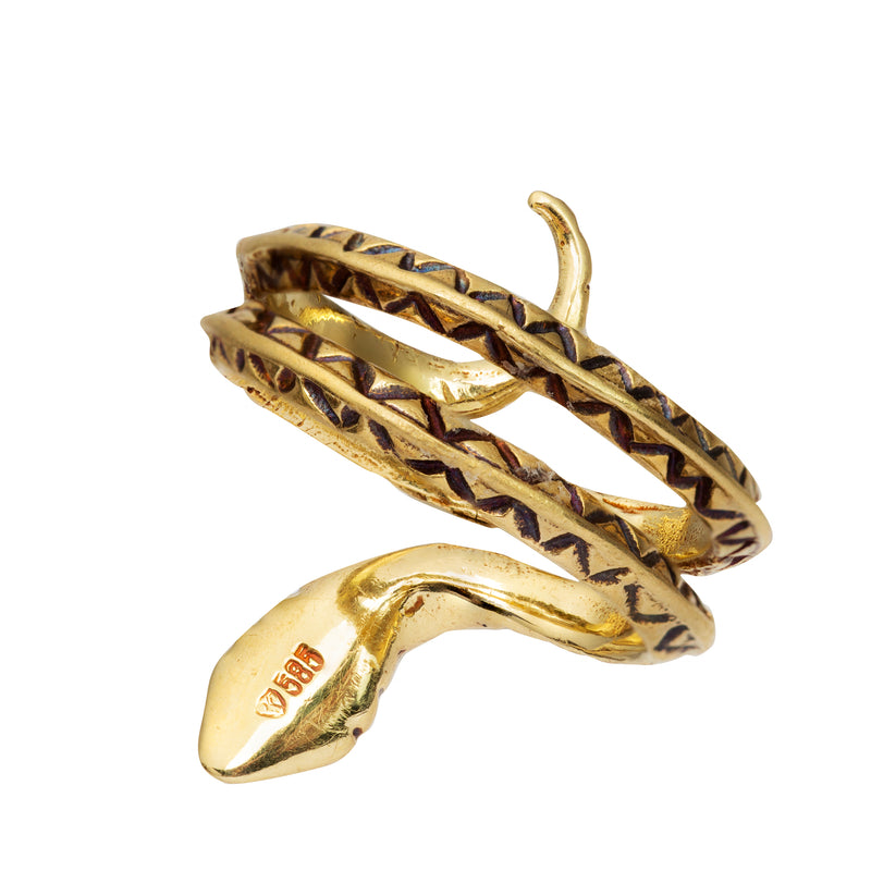 A Gold Ruby Snake Ring